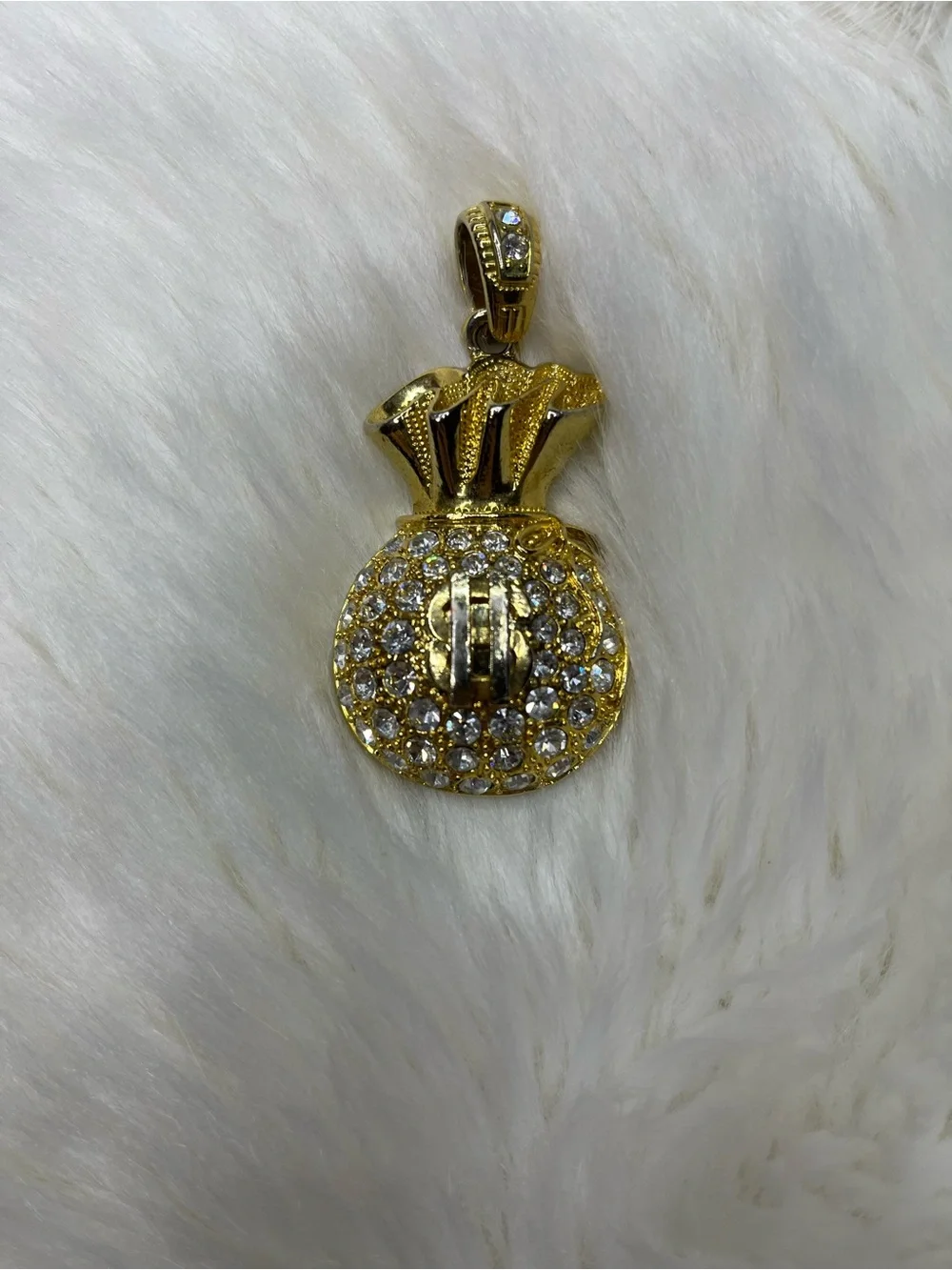 Gold Tone Money Bag Pendant